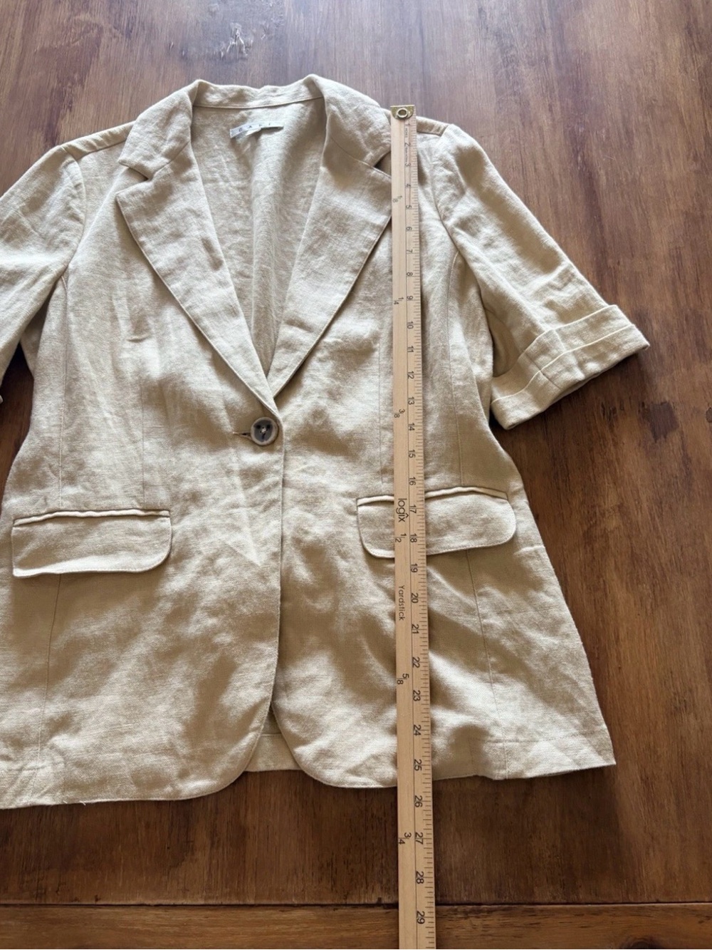 Cabi Safari so Good Natural 100% Linen Short-Sleeve Blazer Jacket - Picture 5 of 8